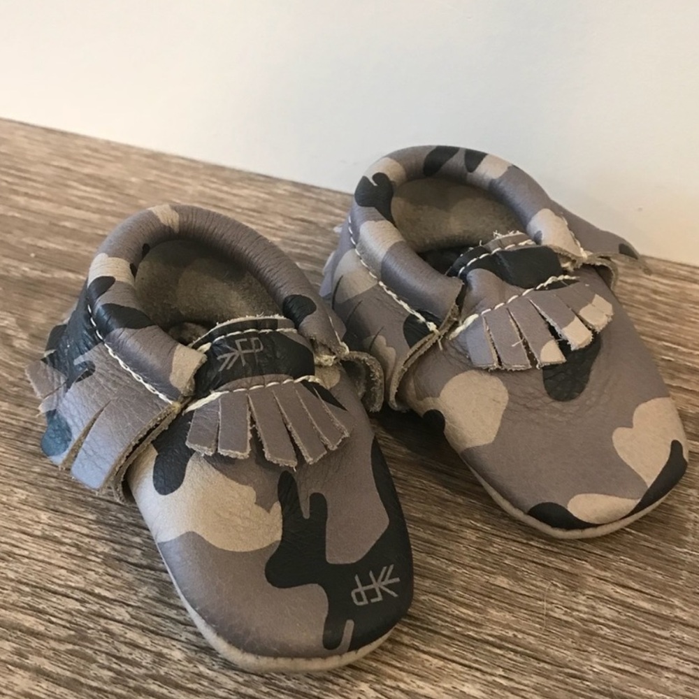 Freshly picked gray camo moccasins